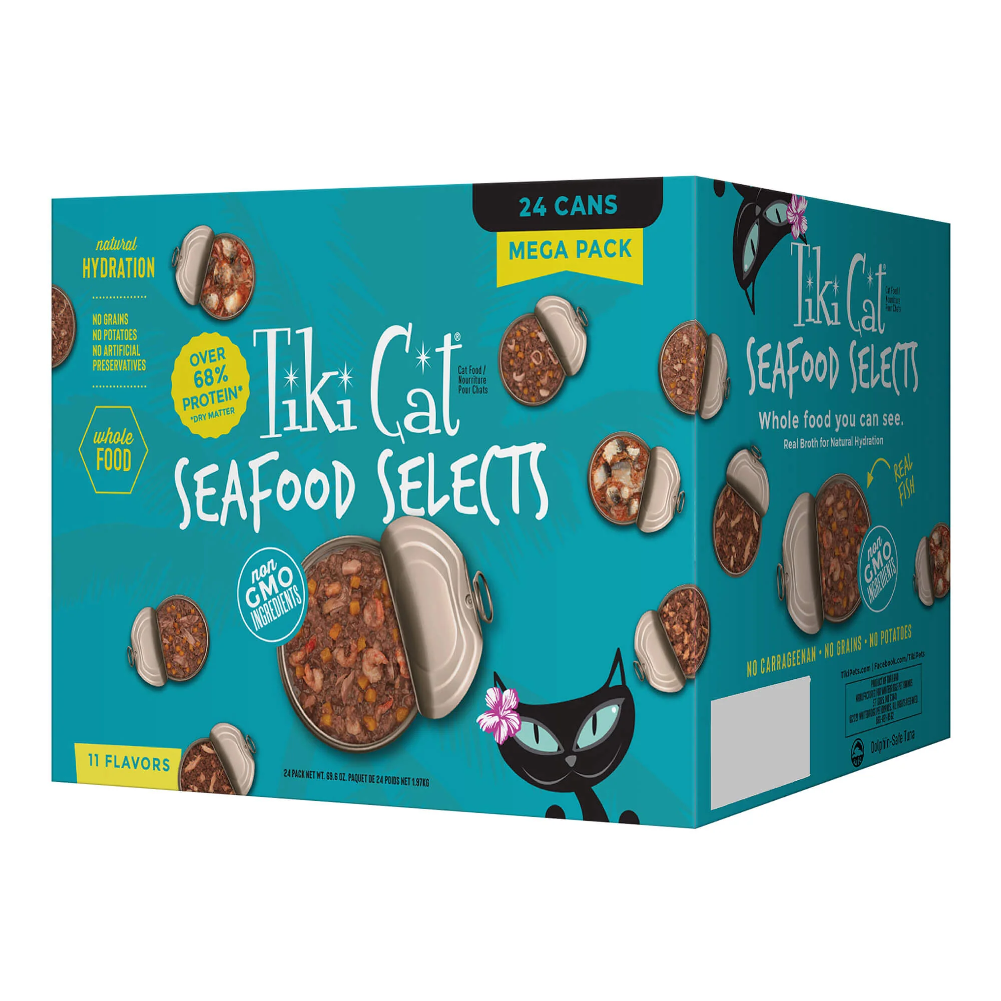 Tiki Cat Wet Cat Food Mega Pack, Fish Favorites, Variety Pack, 3 oz Cans, 24 ct - Healthber