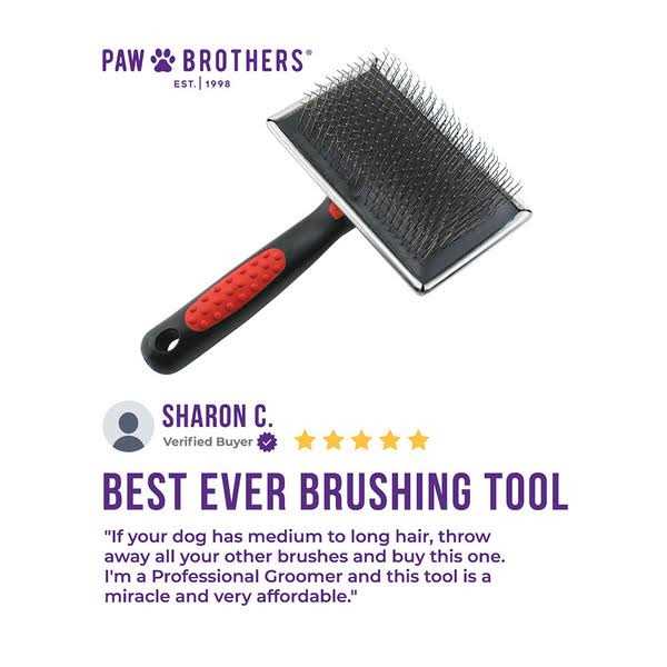 ryan’s Pet supplies Paw Brothers Extra Long Pin Flat Slicker Brush for Dogs - Healthber