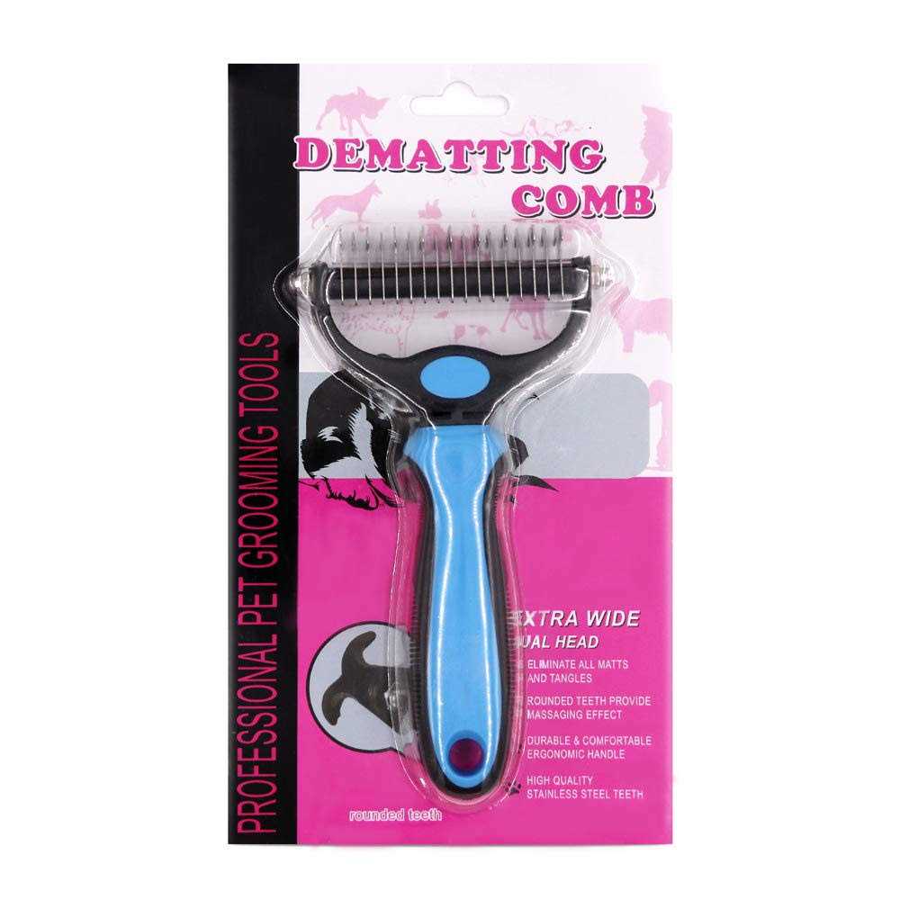 JASWELL Pet Grooming Tool 2 Sided Undercoat Rake for Dogs &Cats-Safe and Effective Dematting Comb for Mats&Tangles Removing-No More Nasty Shedding - Healthber
