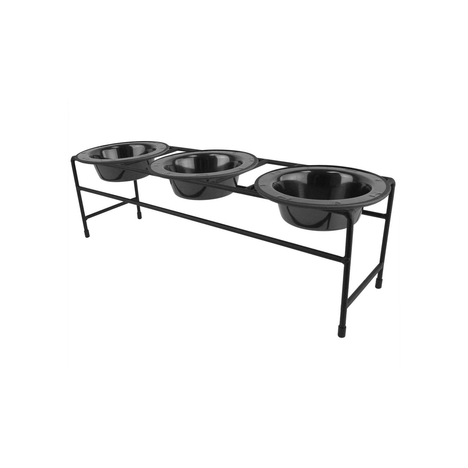 Platinum Pets Triple Diner Feeder With Stainless Steel Dog Bowls - Healthber