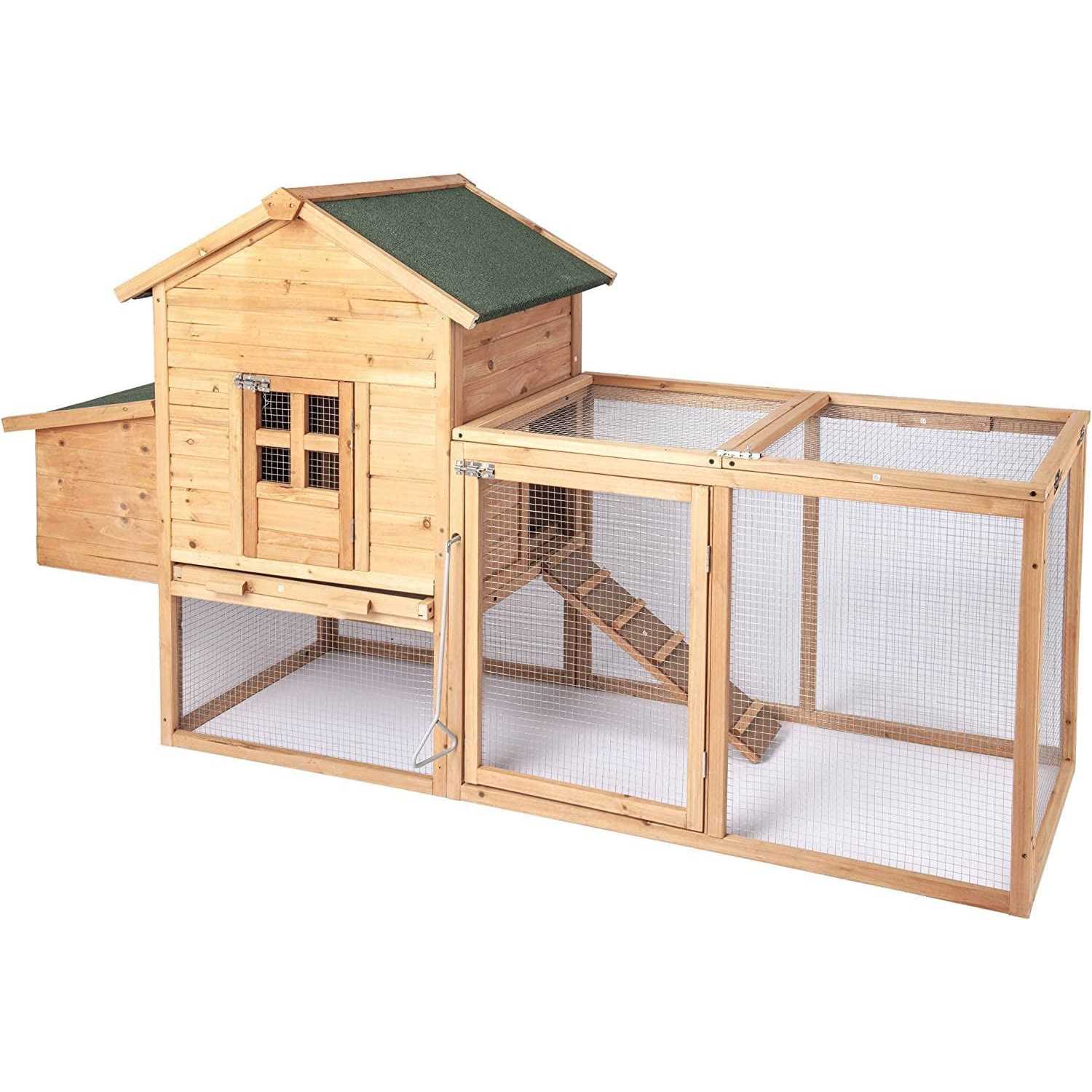 Grezone Chicken Coop Large Wooden Outdoor Hutch Hen Cage with Ventilation Castle Door - Healthber