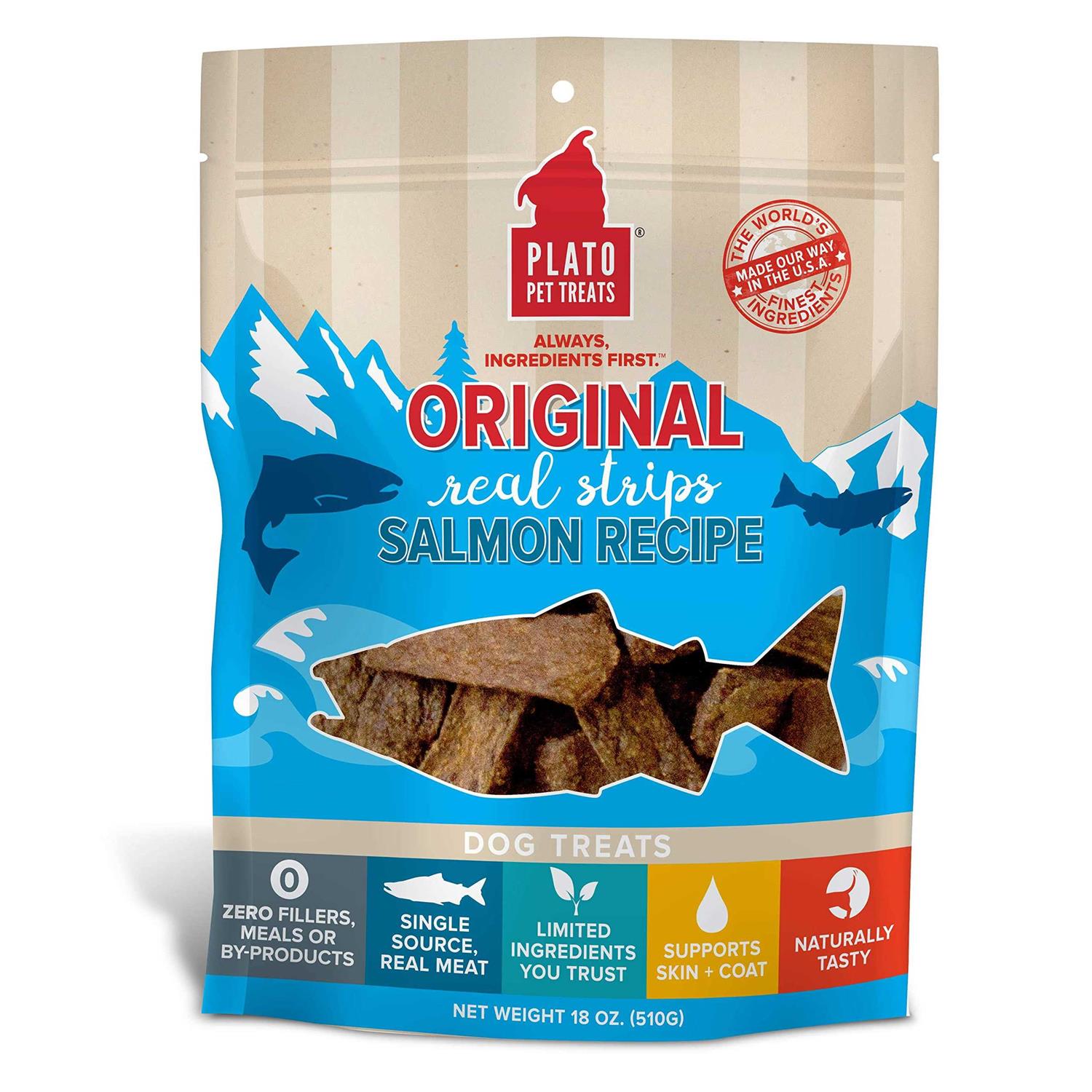 Plato Real Strips Salmon Dog Treats - Healthber