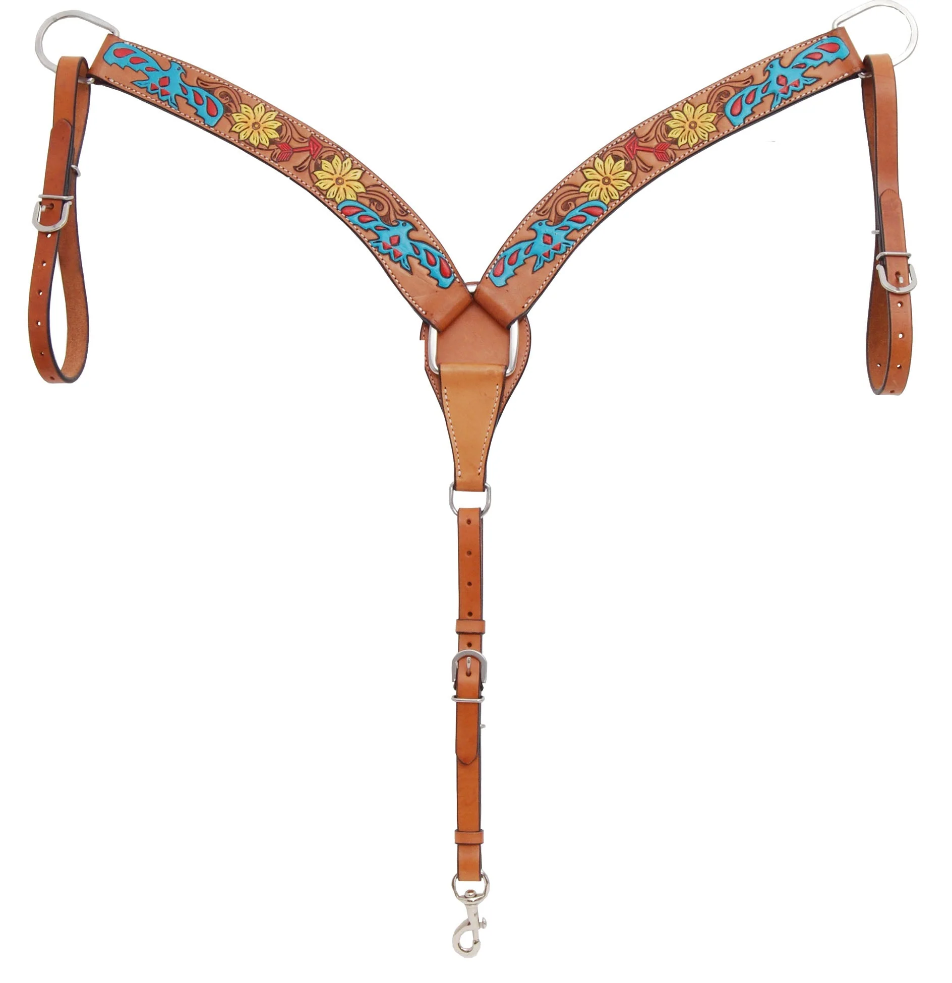Rafter T Thunderbird Breast Collar, Full, Lt Oil - Healthber