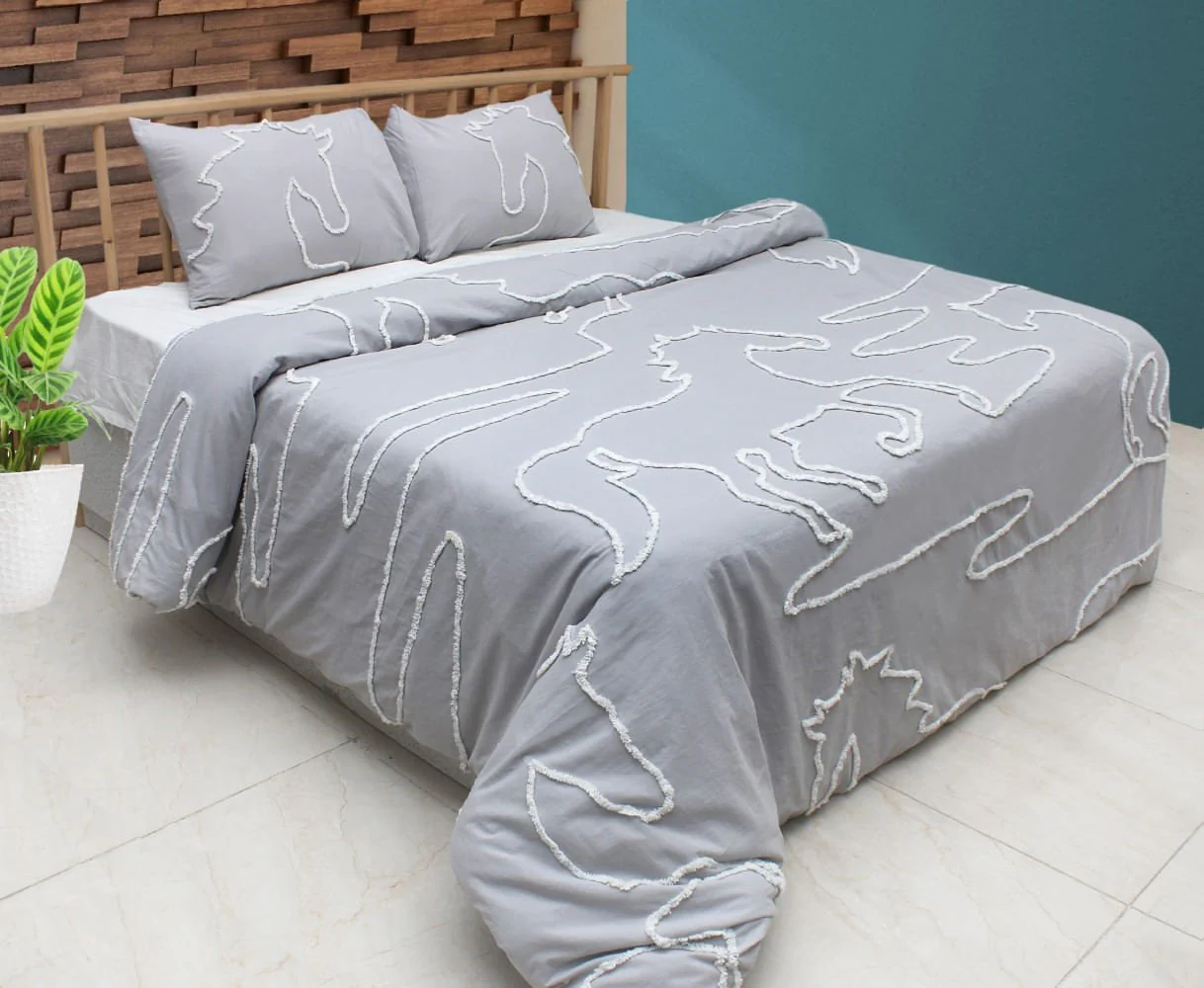 Lila Elegant Horse 100% Cotton 3 Pc Duvet Set - Healthber