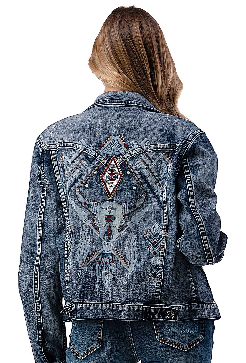 Grace in LA Steer Head Denim Jacket - Healthber