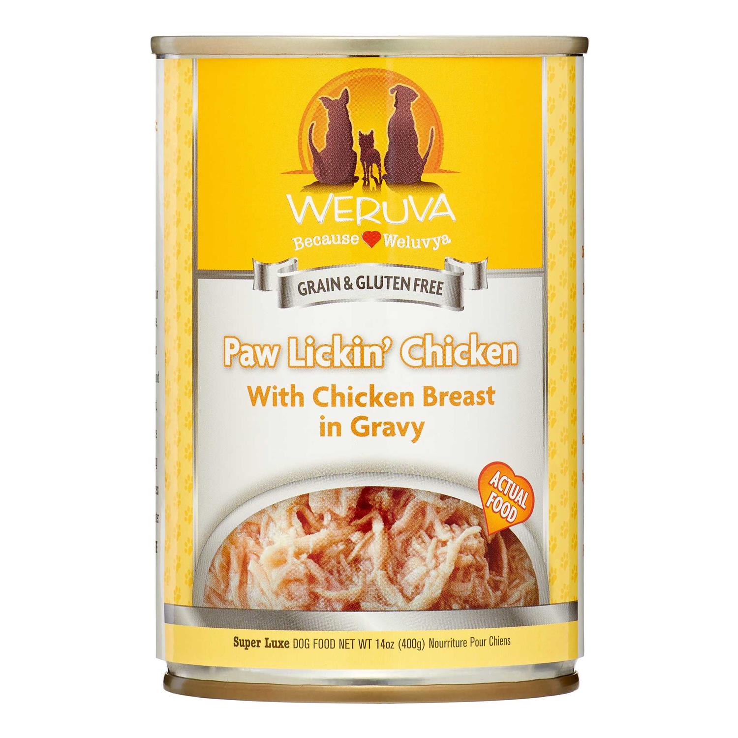 Weruva Paw Lickin’ Chicken in Gravy Canned Dog Food, 14-oz can, 12 ct - Healthber