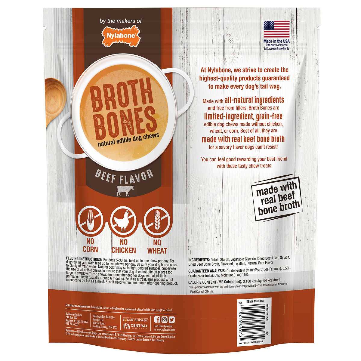 Nylabone Broth Bones Natural Edible Dog Chews - Healthber