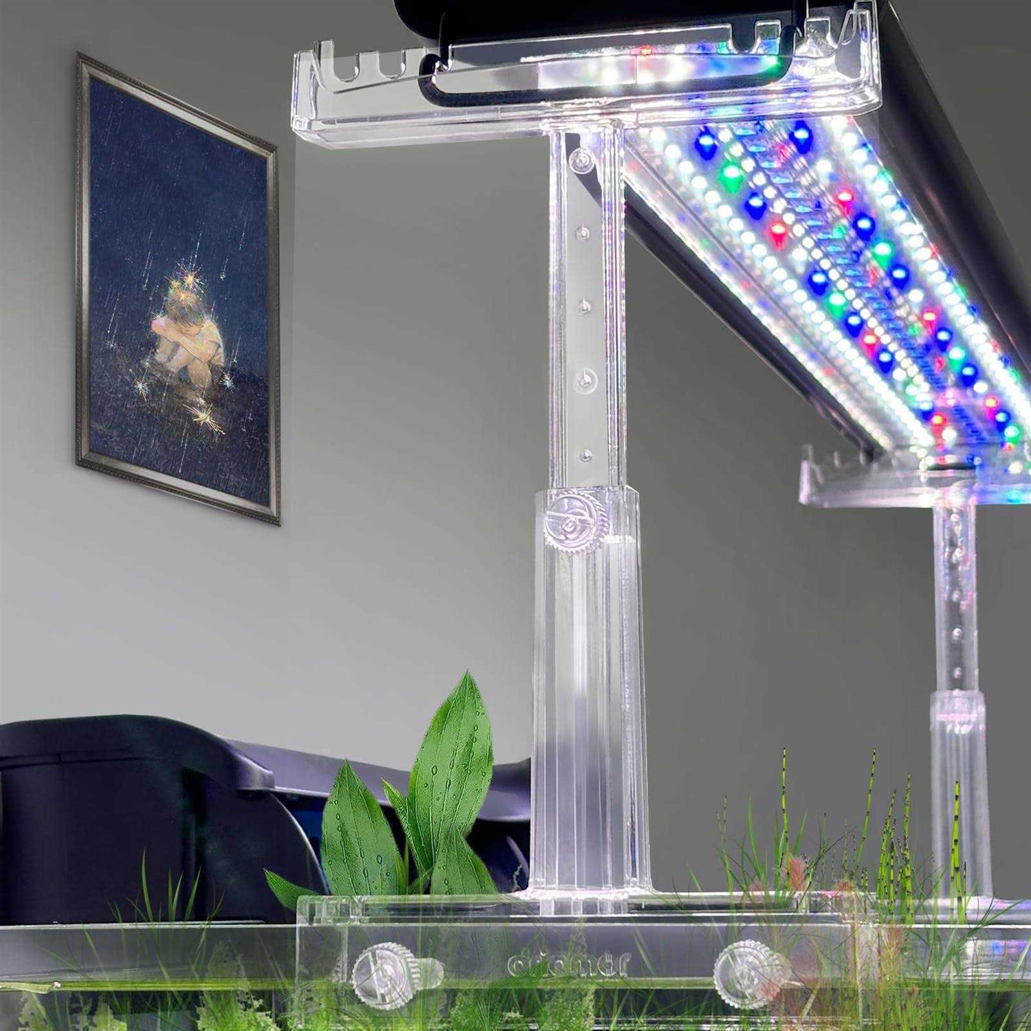 Aquarium Light Holder Adjustable Clear Acrylic Fish Tank LED Light Riser Stand Aquarium Lamp Brackets Kit 2pcs Transparent Support for Width 2.34 - Healthber