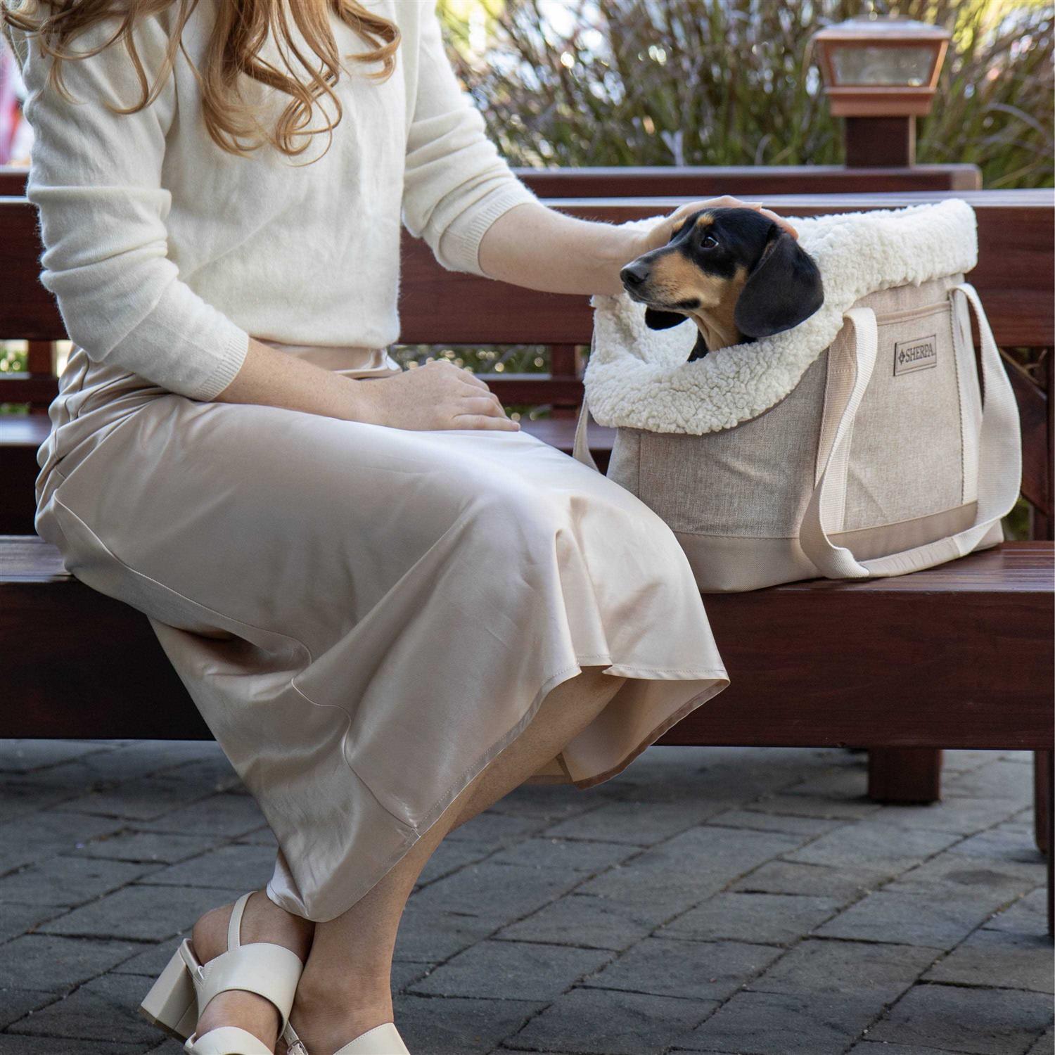 Sherpa Tan Luxe Tote Fashionable Pet Carrier - Healthber