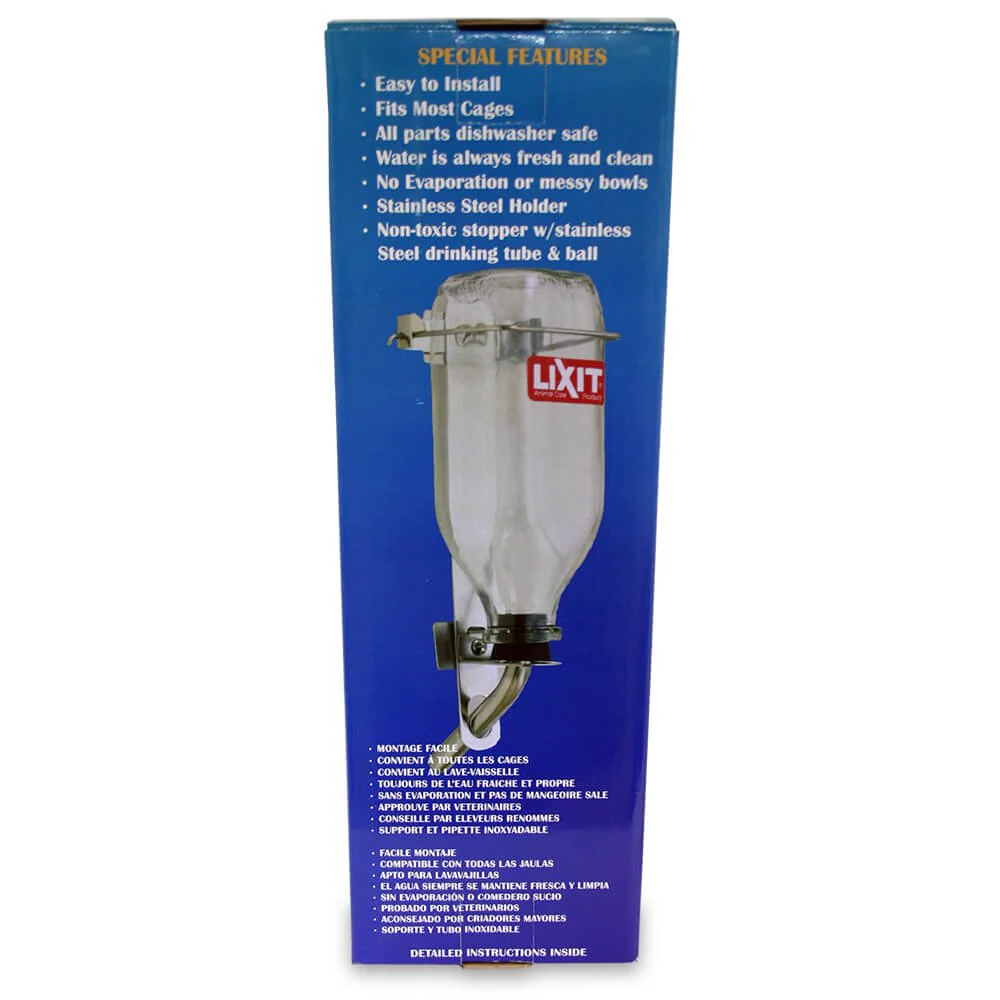 Lixit Glass Water Bottle, 32 oz with Tube - Healthber