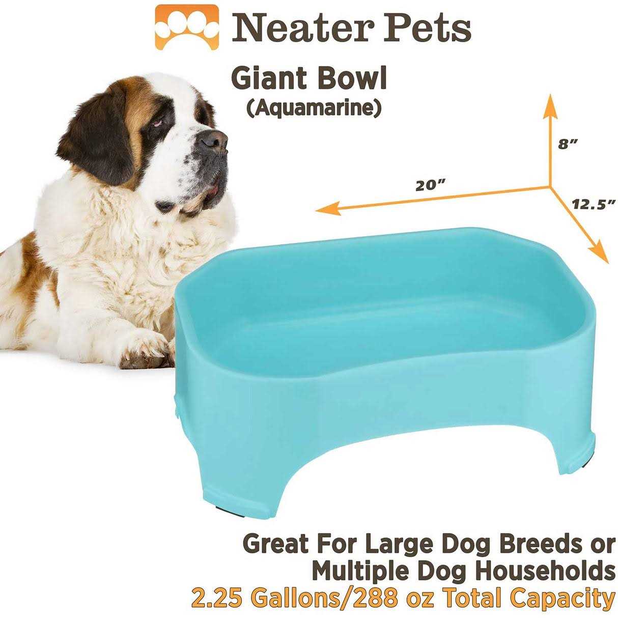 Neater Pet Brands Bowl with Leg Extensions Huge Jumbo Trough Style Dog Pet Water Dish - Healthber