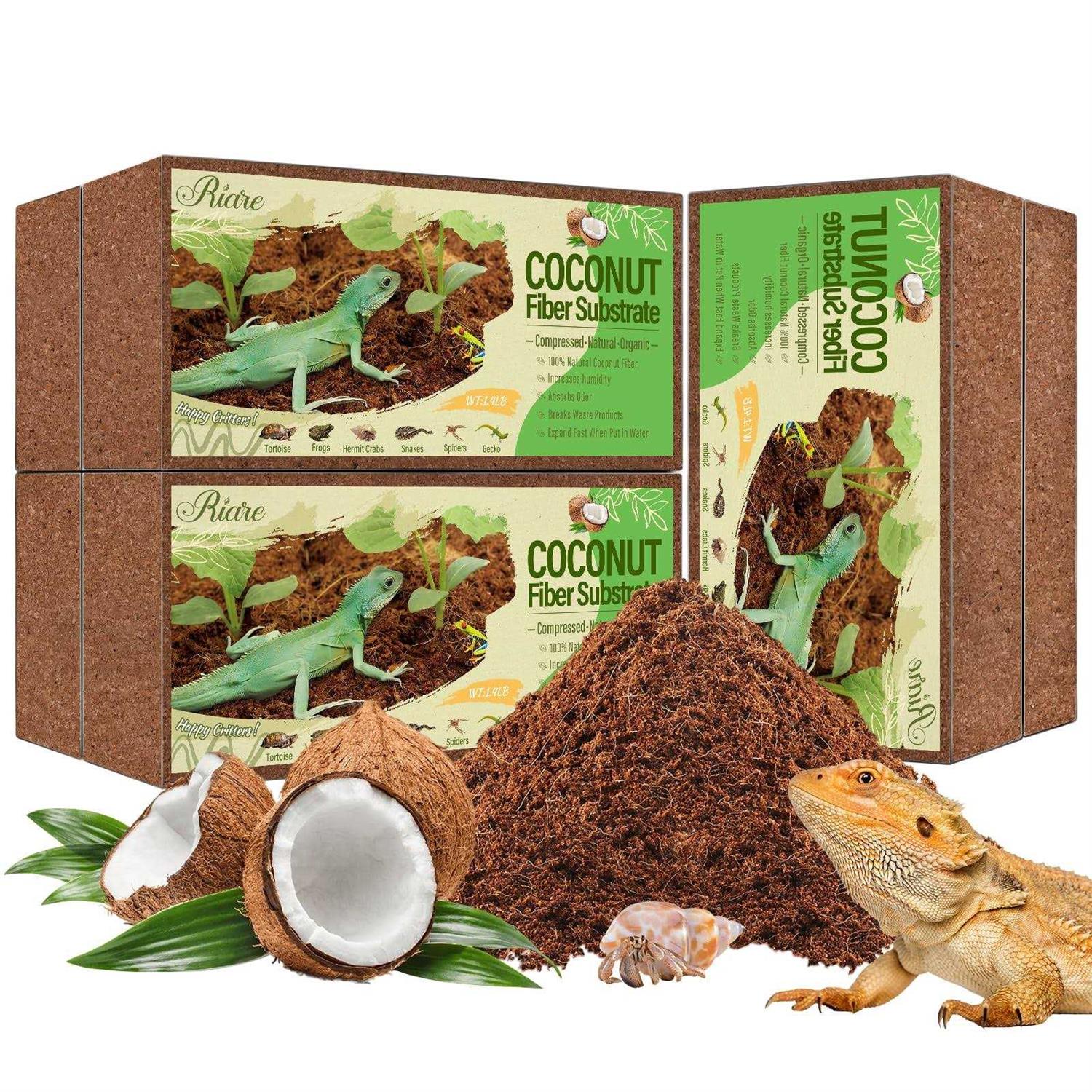 Riare Natural Coconut Fiber Substrate for Reptile Premium Compressed Coconut Husk Terrarium Bedding for Reptile - Healthber