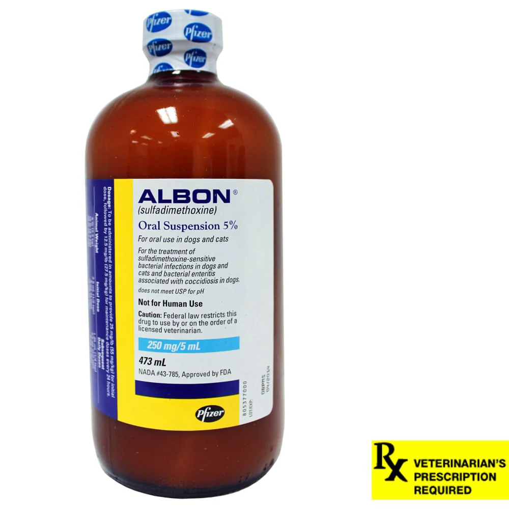 Rx Albon 5% (sulfadimethoxine) Oral Suspension for Dogs & Cats - Healthber