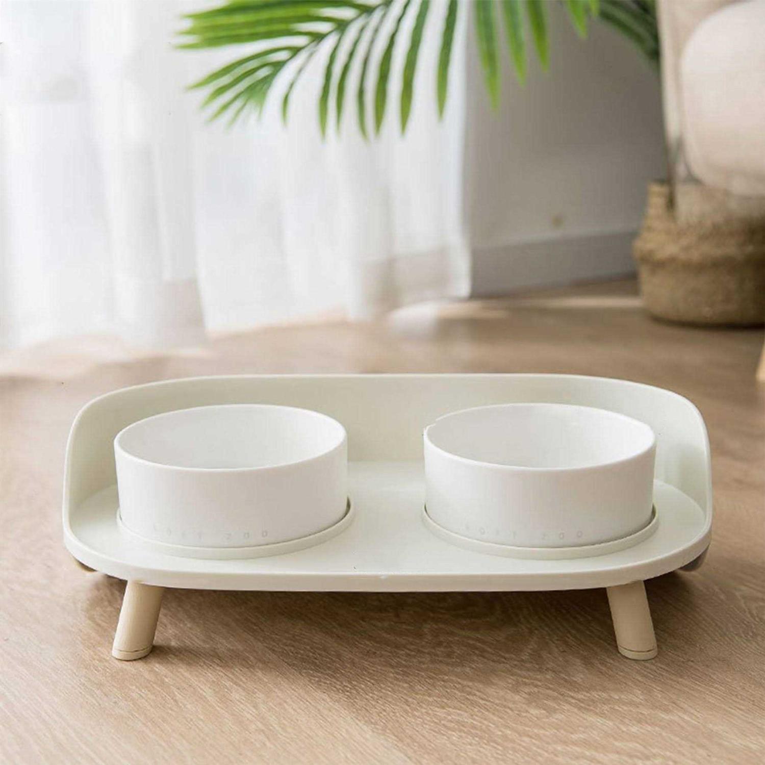 HANAMYA Double Bowl Ceramic Bowl Feeder Set - Healthber