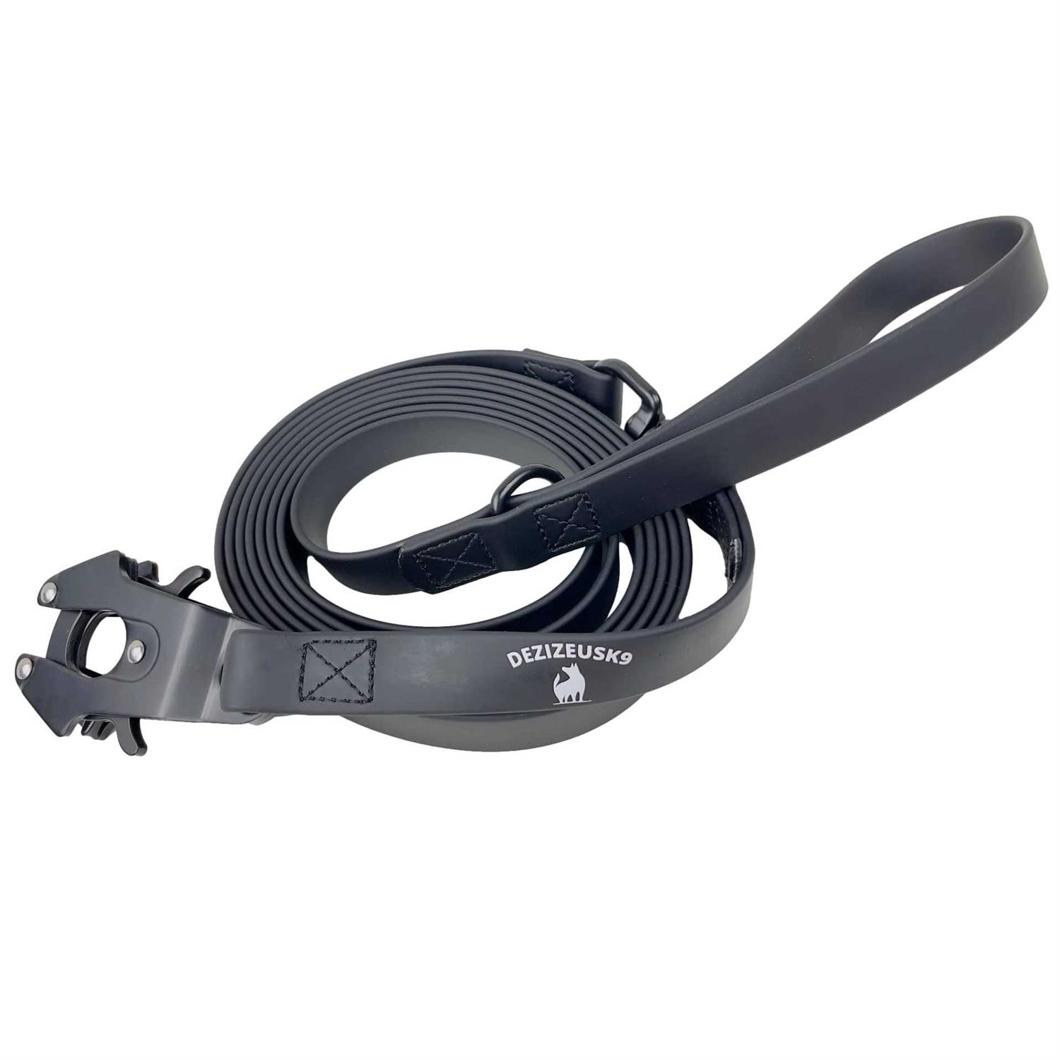 DEZIZEUSK9 Biothane Heavy Duty Dog Leash Tactical Dog Lead Quick Release Locking cable carabiner clasp - Healthber