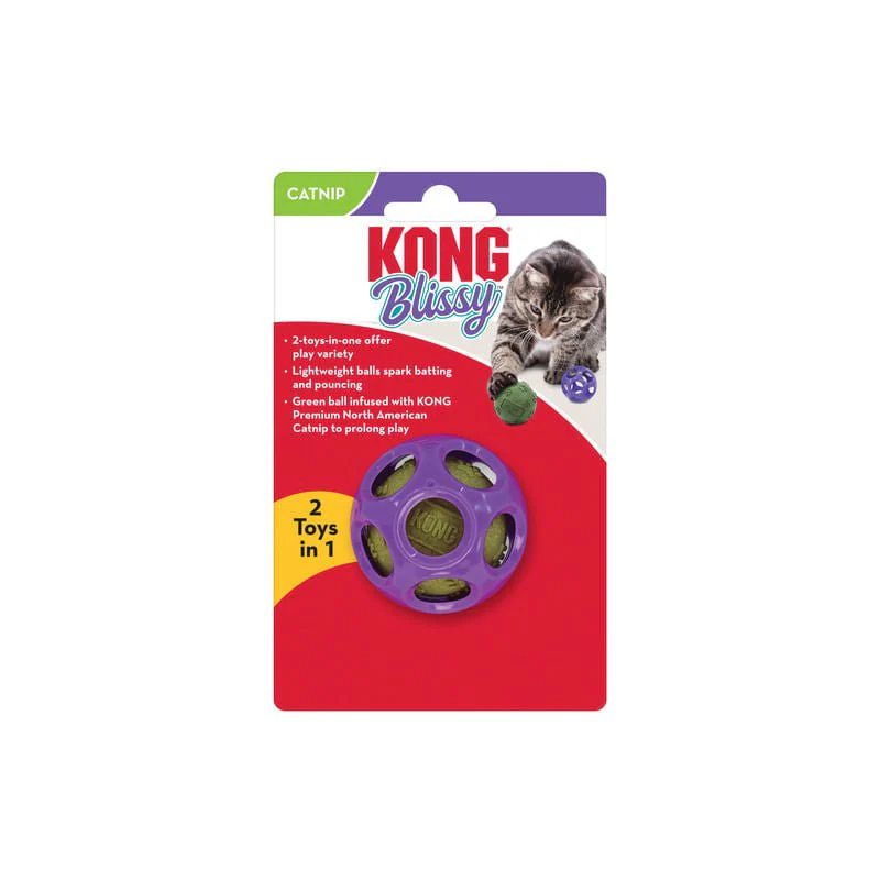 KONG Blissy Moon Ball with Catnip, Purple - Healthber
