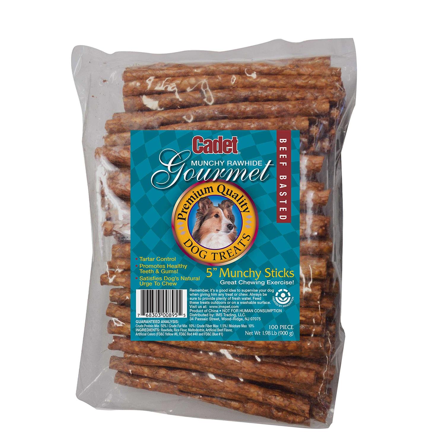Cadet 5 Inch Rawhide Munchy Beef Basted Sticks - Healthber