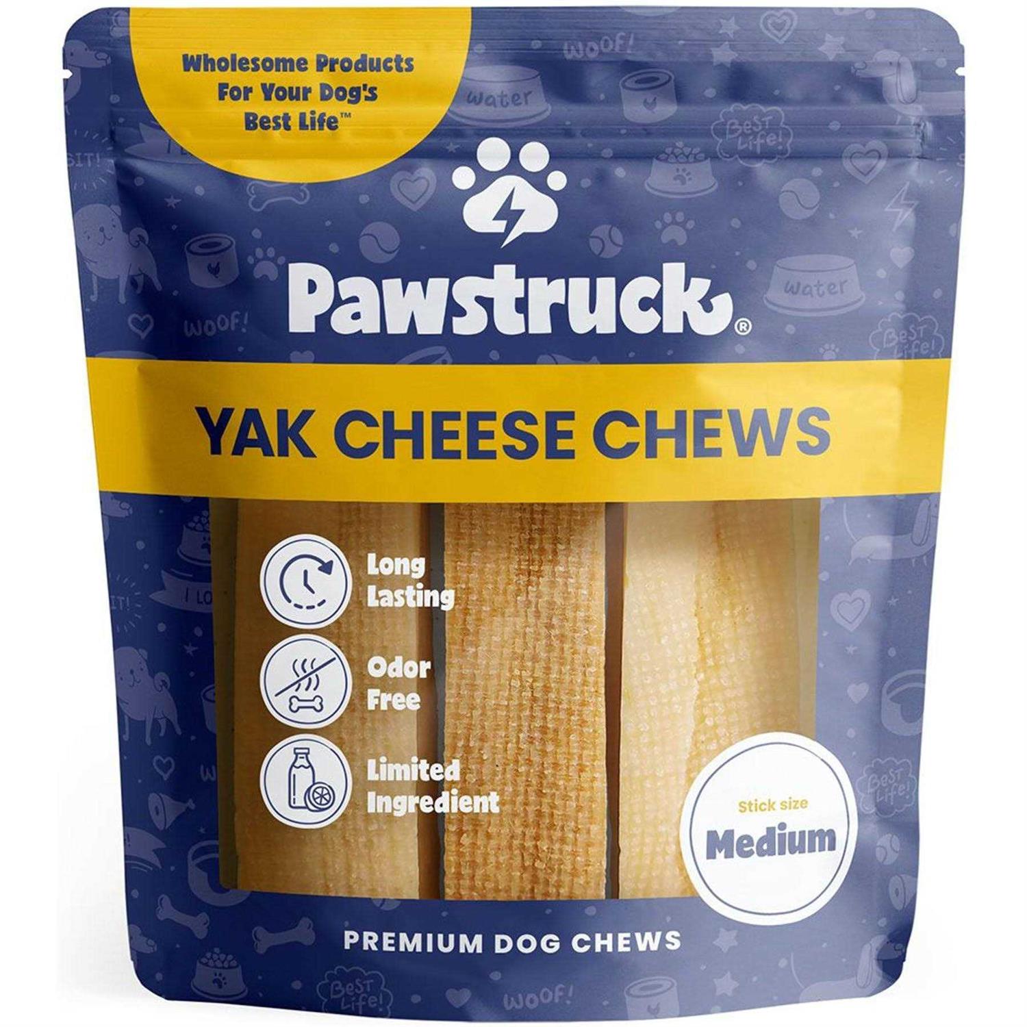Pawstruck Natural Medium Himalayan Yak Cheese Dog Chew Treats - Healthber