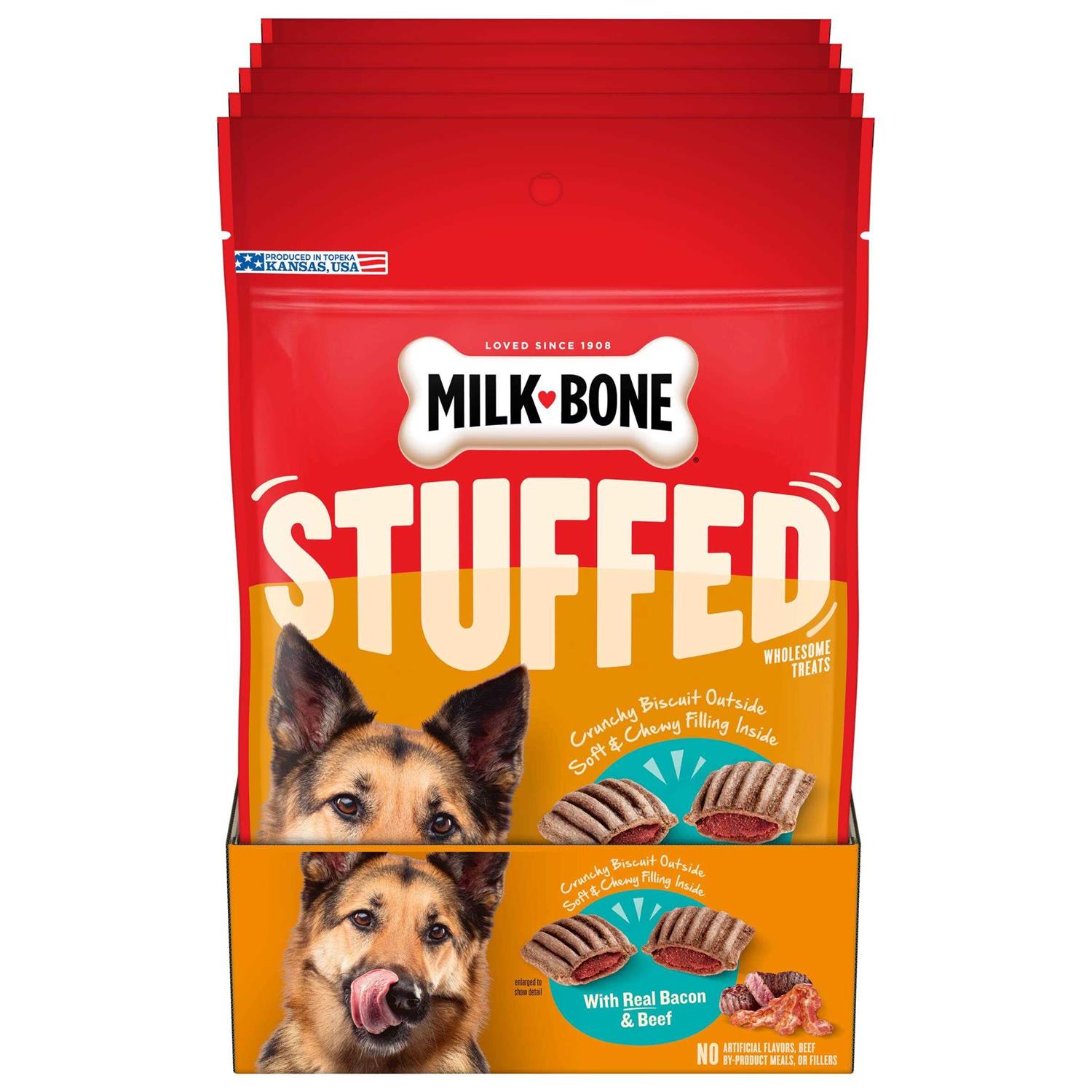 Milk-Bone Stuffed Dog Treats Bacon & Beef - Healthber