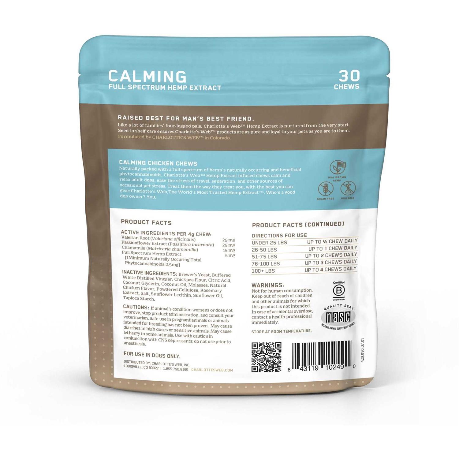 Charlotte’s Web Calming Chews for Dogs - Healthber