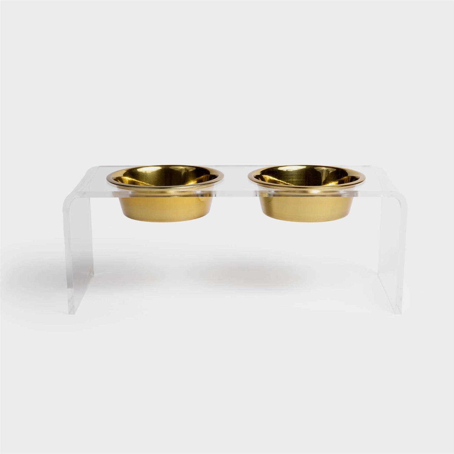 Hiddin Clear Double Bowl Pet Feeder - Healthber