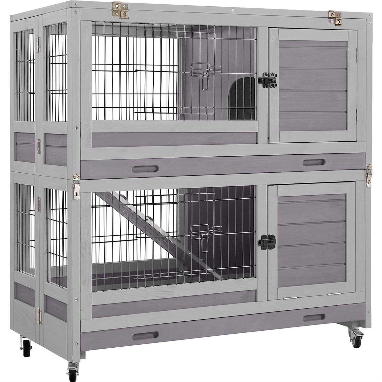 Aivituvin AIR18-F Premium Wooden Rabbit Hutch with Folding Design for Easy Assembly - Healthber