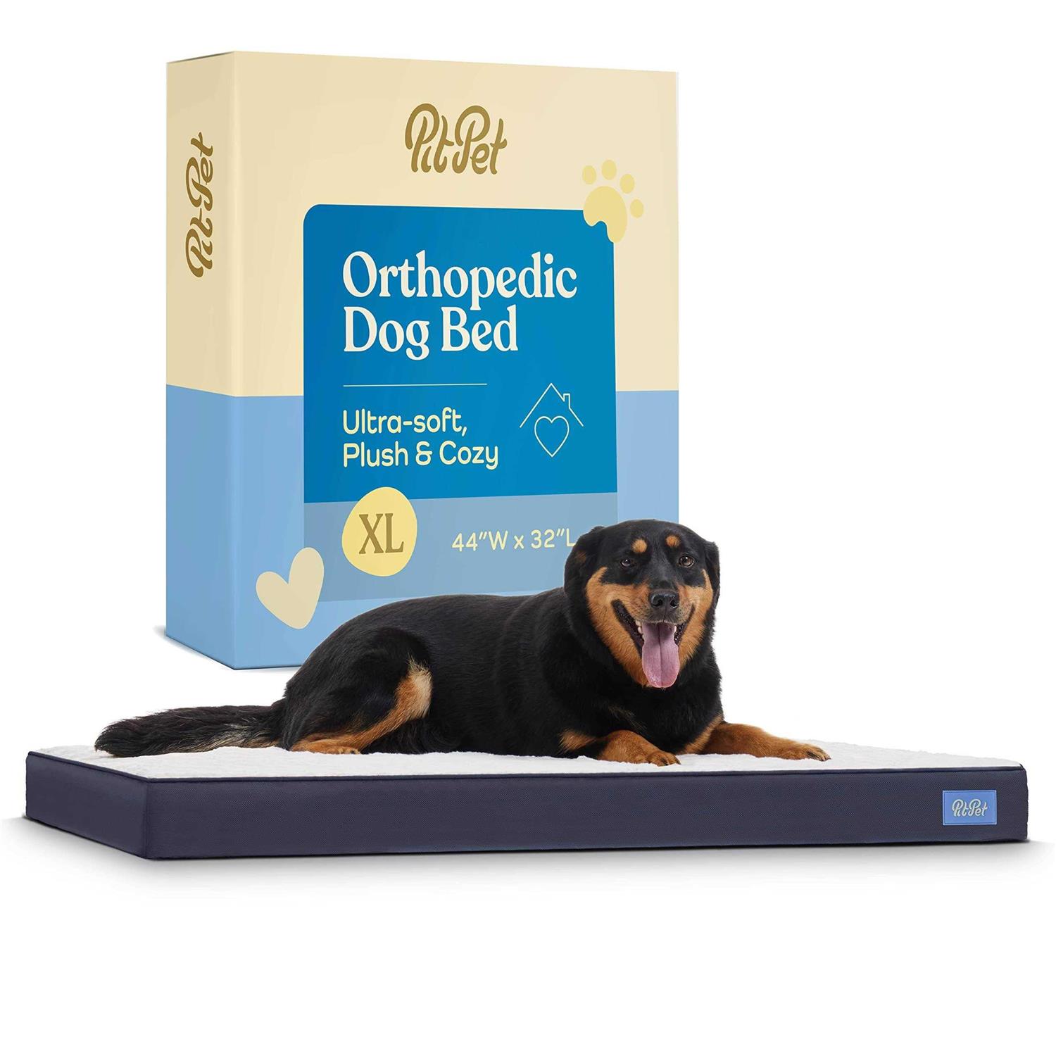 Pitpet Orthopedic Large Dog Bed Ultra Comfortable Dog Bed for Large Dogs Small, Medium, Large and Extra-Large Dogs/Cats with Sherpa top - Healthber
