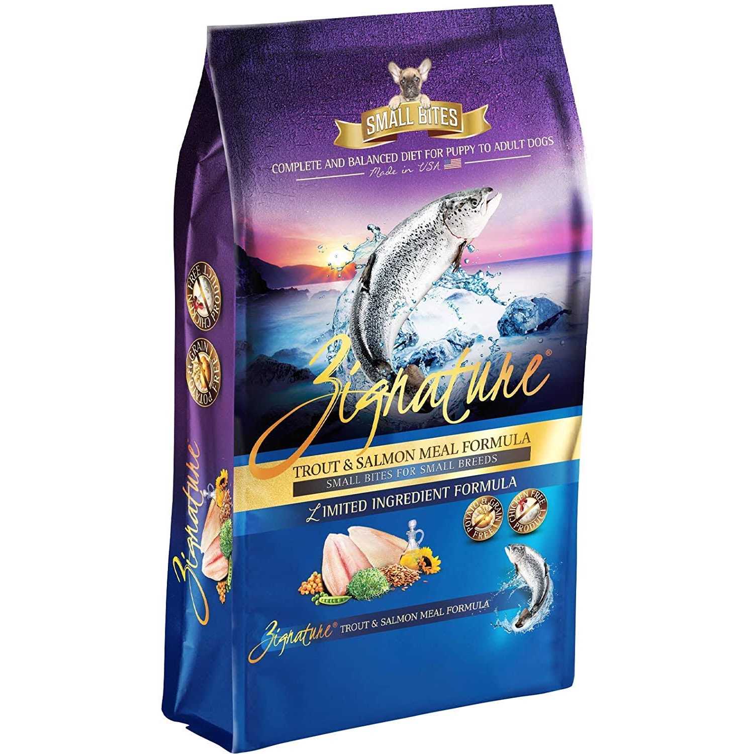 Zignature Dry Dog Food Trout & Salmon Formula Small Bites - Healthber