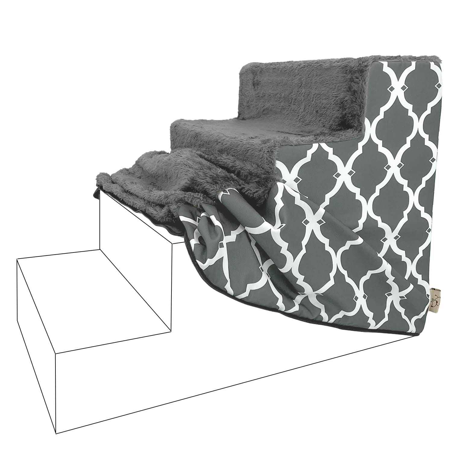 Best Pet Supplies Foam Pet Steps Cover for Small Dogs and Cats, Portable Ramp Stairs for Couch, Sofa, and High Bed Climbing - Healthber