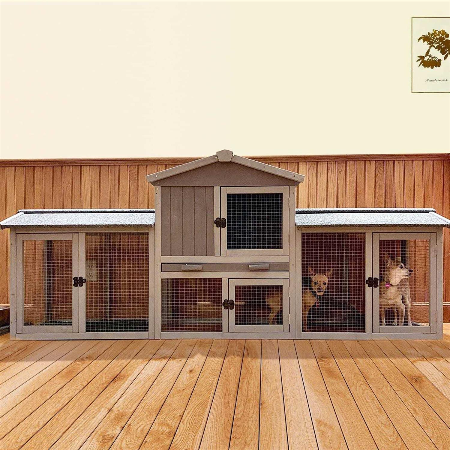 GUTINNEEN Rabbit Hutch chicken coop 87.8 Large Outdoor Bunny cage with Removable PVc Layer - Healthber