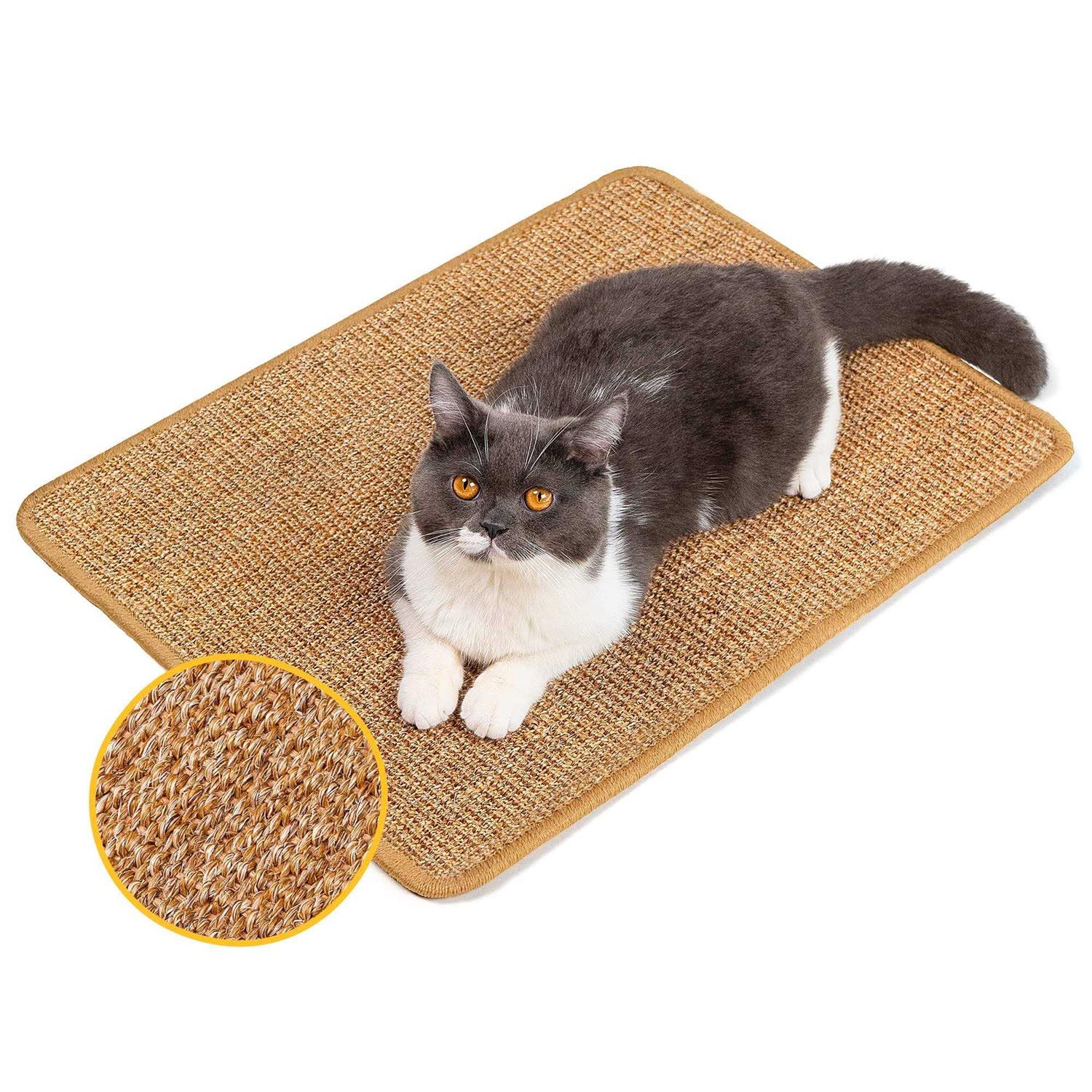 Conlun Cat Scratcher Mat,Natural Sisal Cat Scratch Pad,Horizontal Floor Cat Scratching Pads Rug for Indoor Cats Grinding Claws Nails,Cat Furniture - Healthber