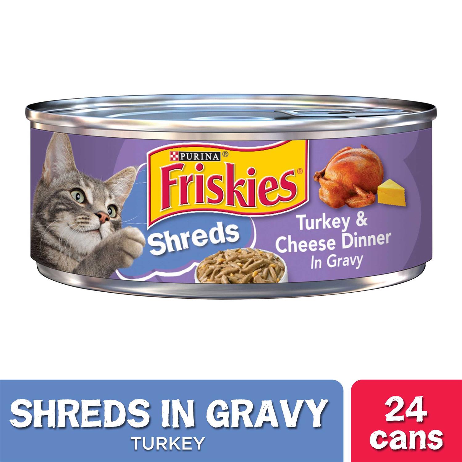 Friskies Savory Shreds Turkey & Cheese Canned Cat Food, 5.5-oz, 24 ct - Healthber