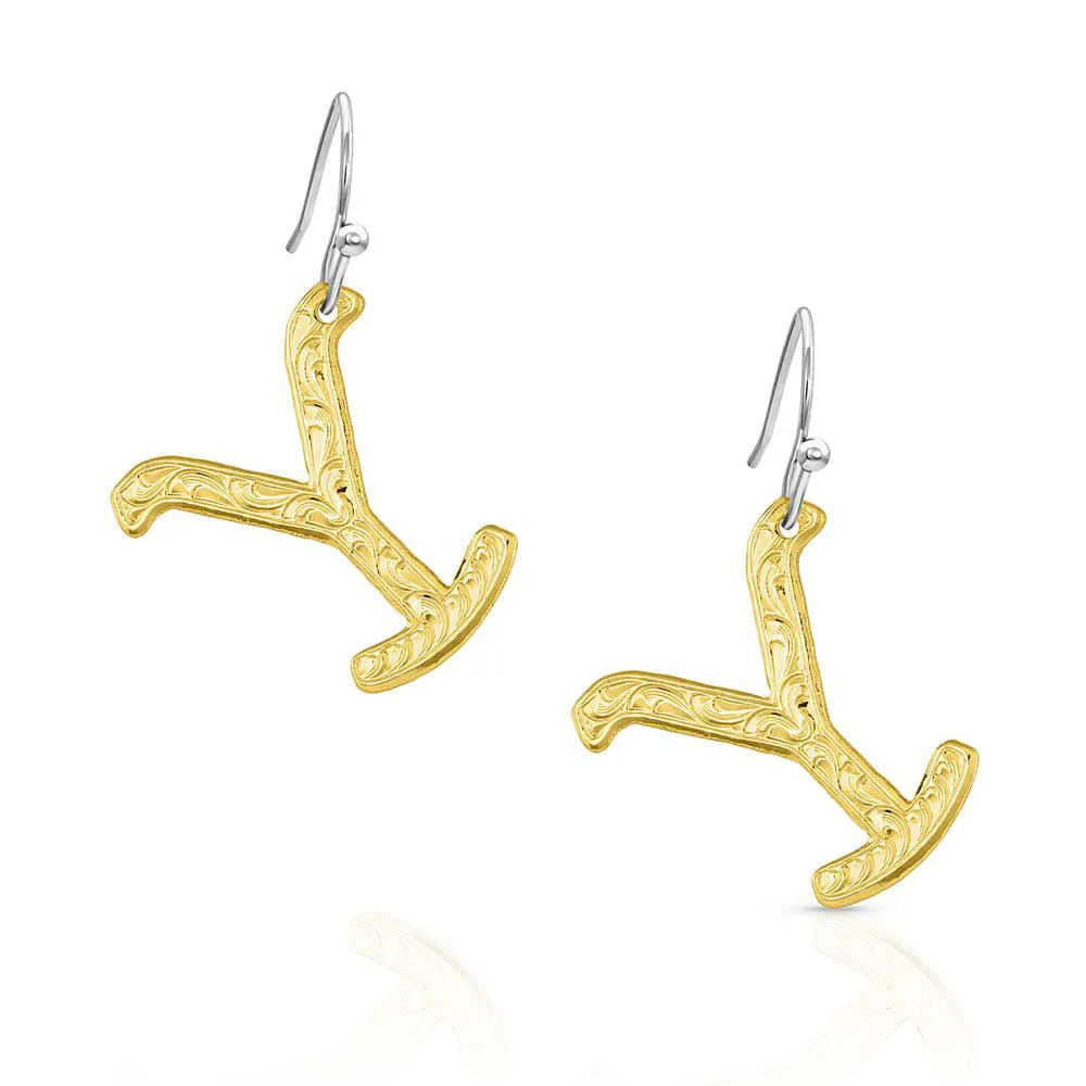 The Y Yellowstone Brand Earrings, Gold - Healthber