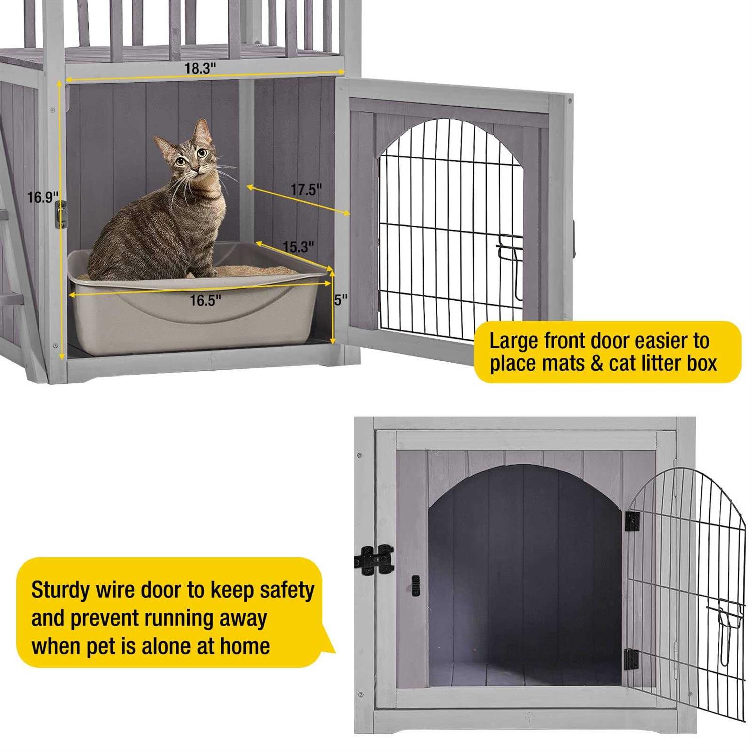 aivituvin dog house feral cat house outdoor and indoor,pet houses with stairs,2 storys - Healthber