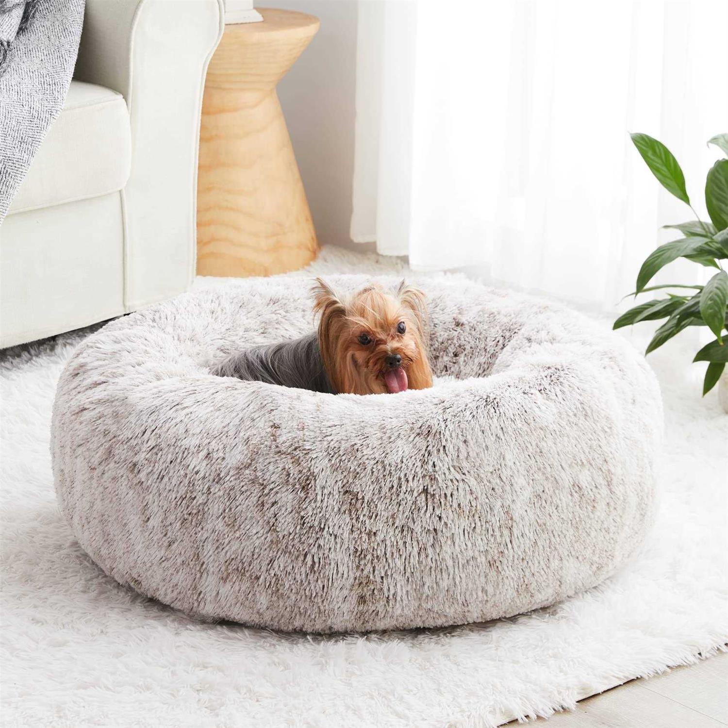 WNPETHOME Calming Dog Bed & cat Bed,Small Dog Bed Donut Faux Fur Anti-Anxiety Dog Bed Dog Pet Bed for Small Dogs - Healthber
