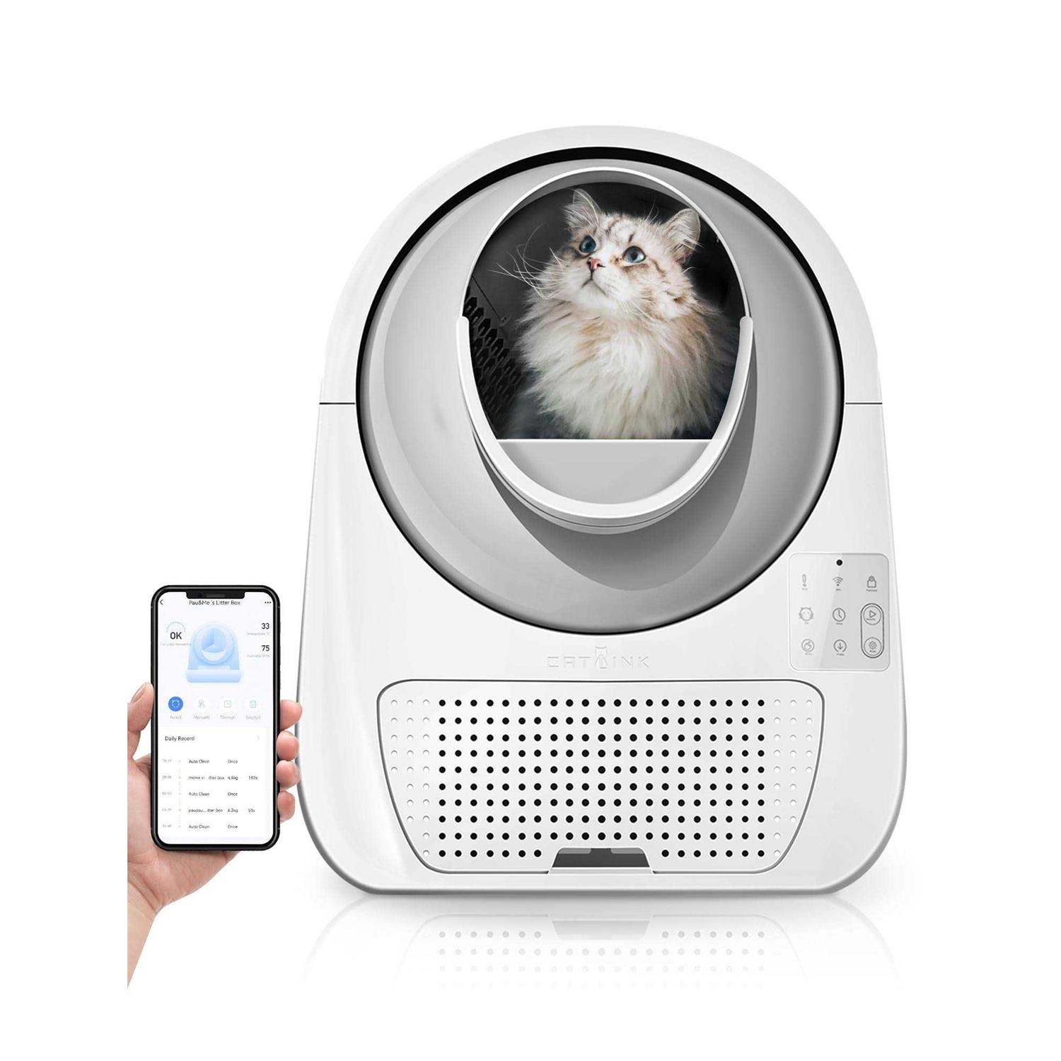 CATLINK Self Cleaning Automatic Litter Box for Cats 3.3~22lbs-APP Control,Double Odor Removal-Extra Large with 40 Liners&1 Carbon Filter Box - Healthber