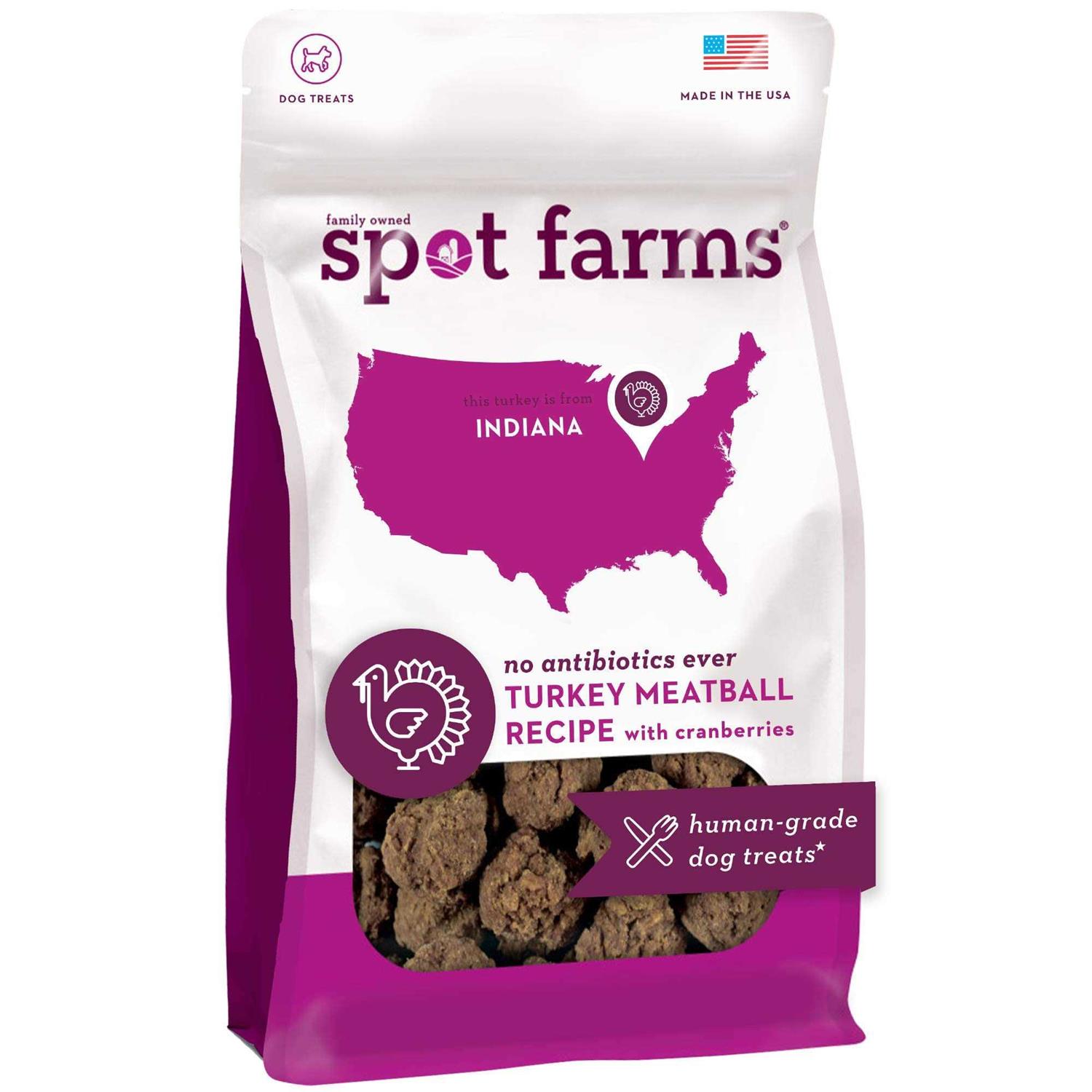 Spot Farms Turkey Meatball Dog Treats with Cranberries - Healthber