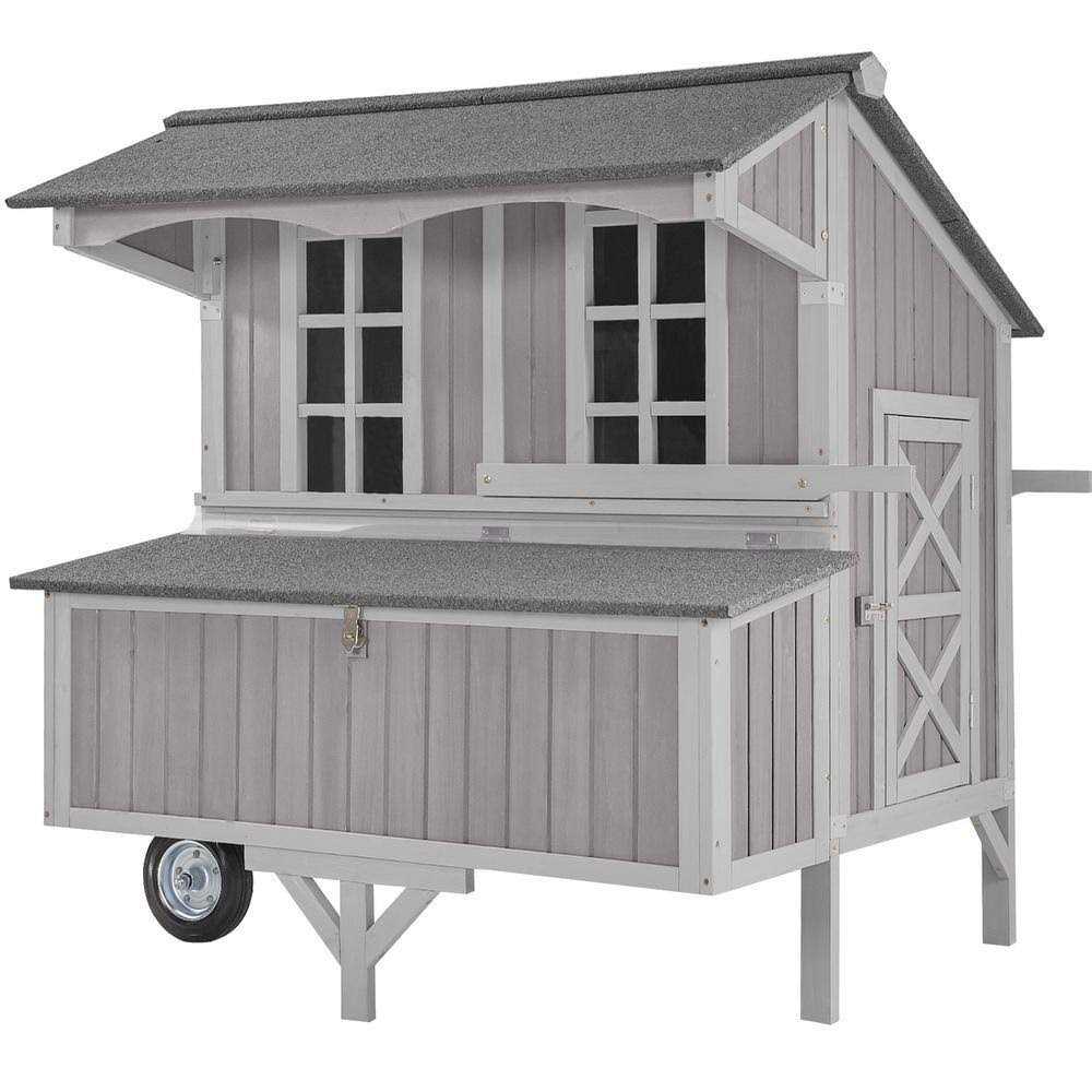 Extra-Large Chicken Coop with Big Wheels for 6-8 Chickens - Healthber
