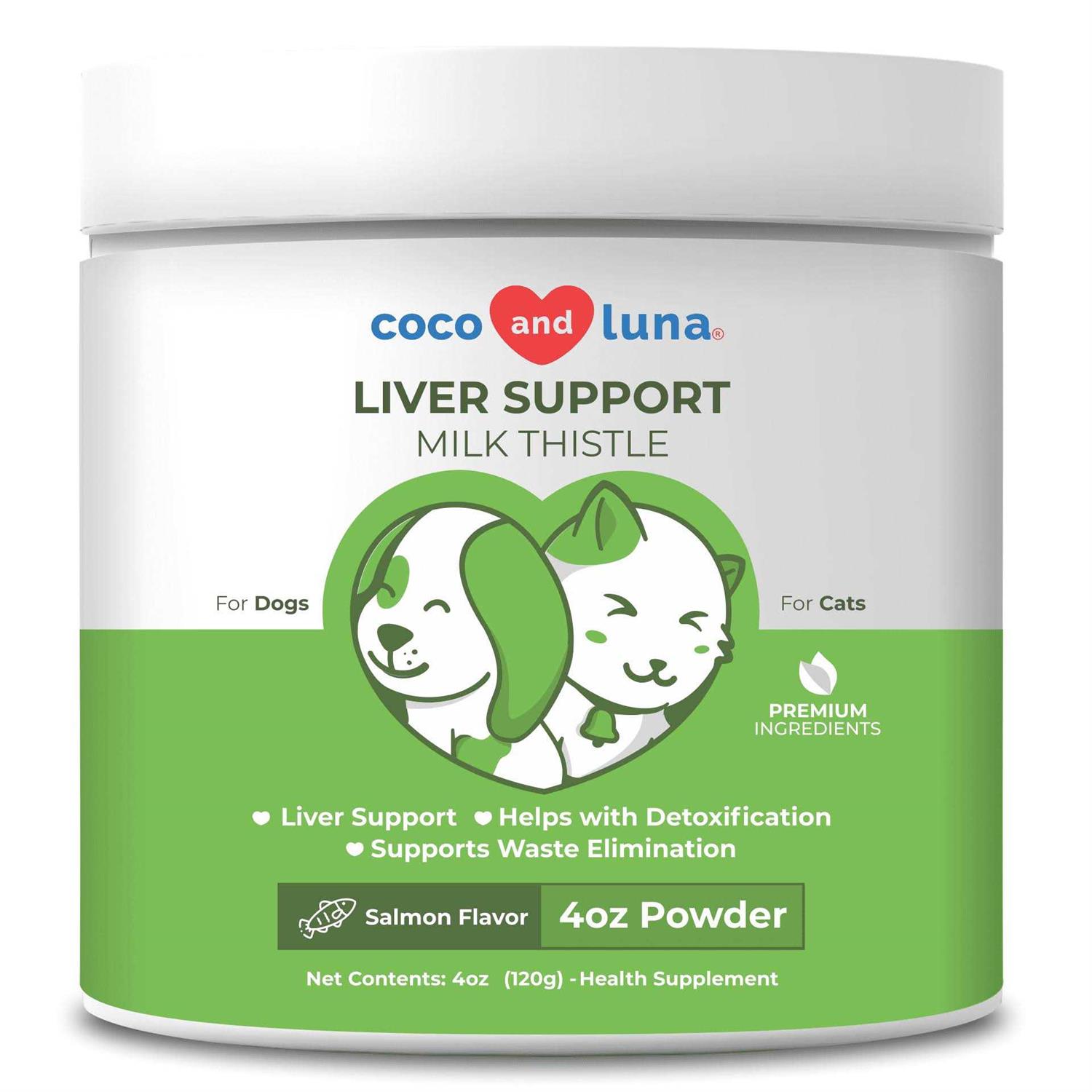 Coco and Luna Milk Thistle for Cats 4oz Powder Natural Liver Support for Cats - Healthber