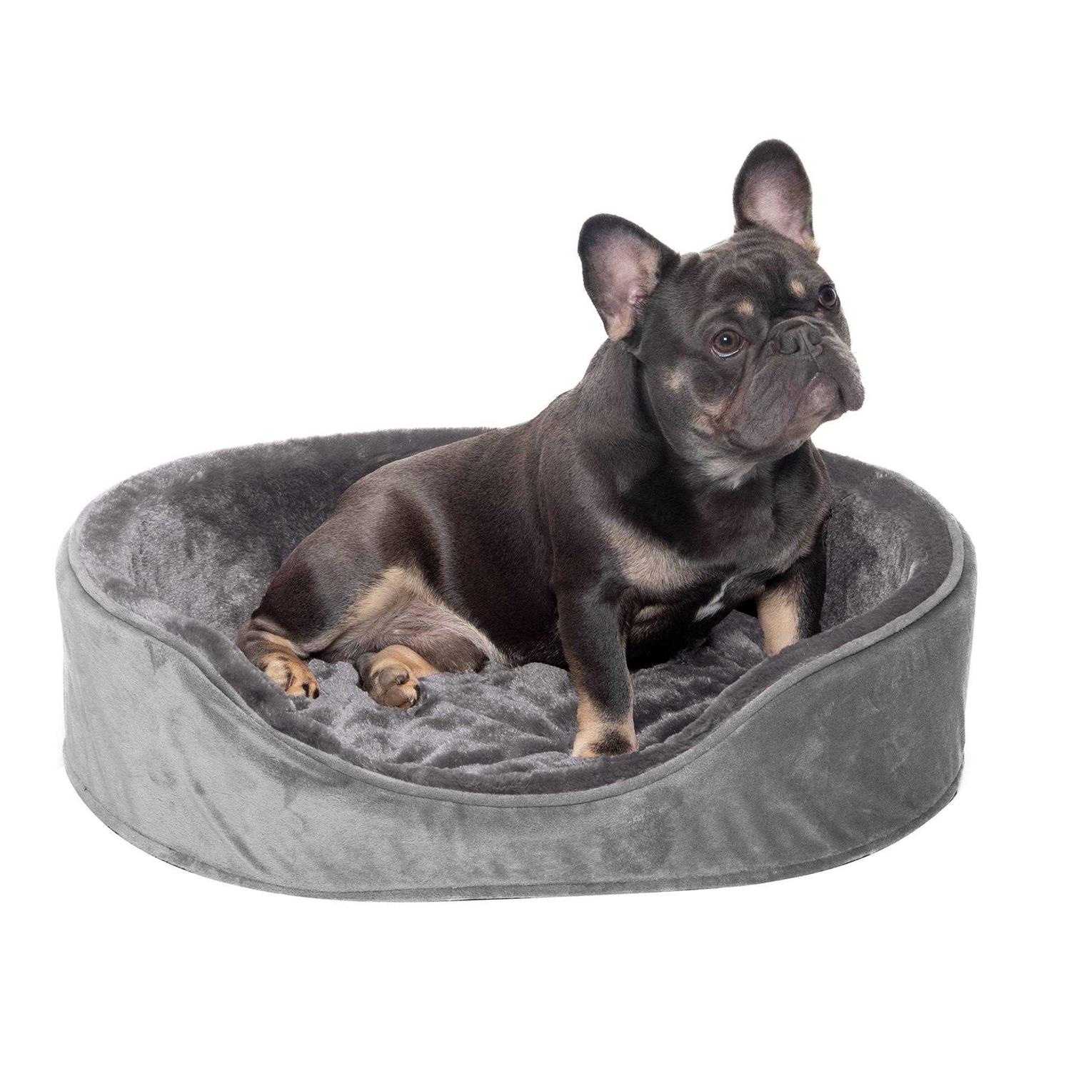 FurHaven Plush & Velvet Oval Dog Bed - Healthber