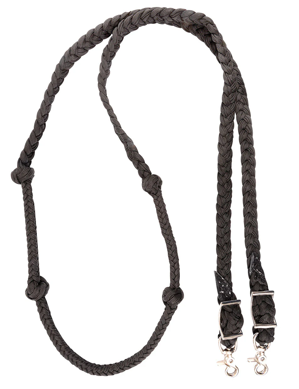 Martin Saddlery Braided Nylon Barrel Rein with Knots 1-inch Thick Buckle Snap Ends, Black - Healthber