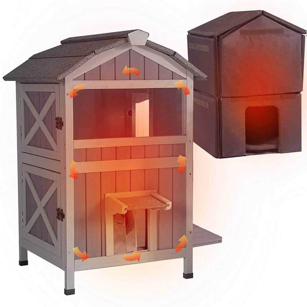 Aivituvin AIR94-IN Outside Insulated Cat House for Winter - Healthber
