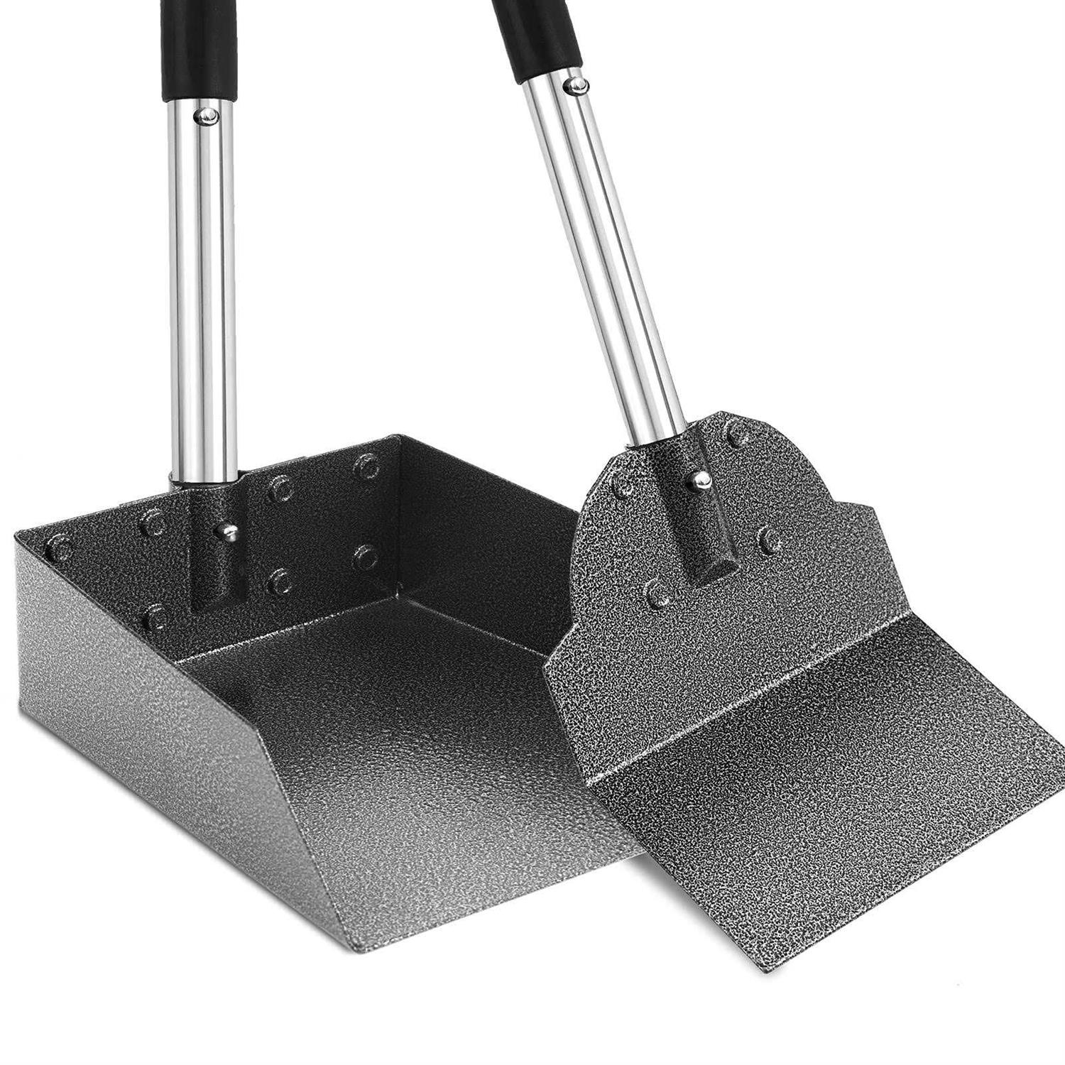 LUFFWELL Dog Pooper Scooper for Large Dogs, Metal Aluminum Tray and Spade Poop Scoop Set with Adjustable Stainless Steel Long Handle - Healthber