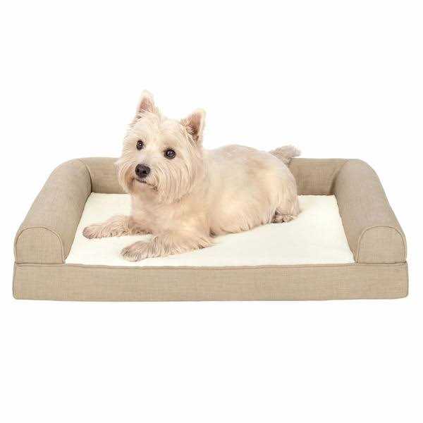 FurHaven Pet Products Plush & Performance Linen Orthopedic Sofa Pet Bed for Dogs & Cats - Healthber