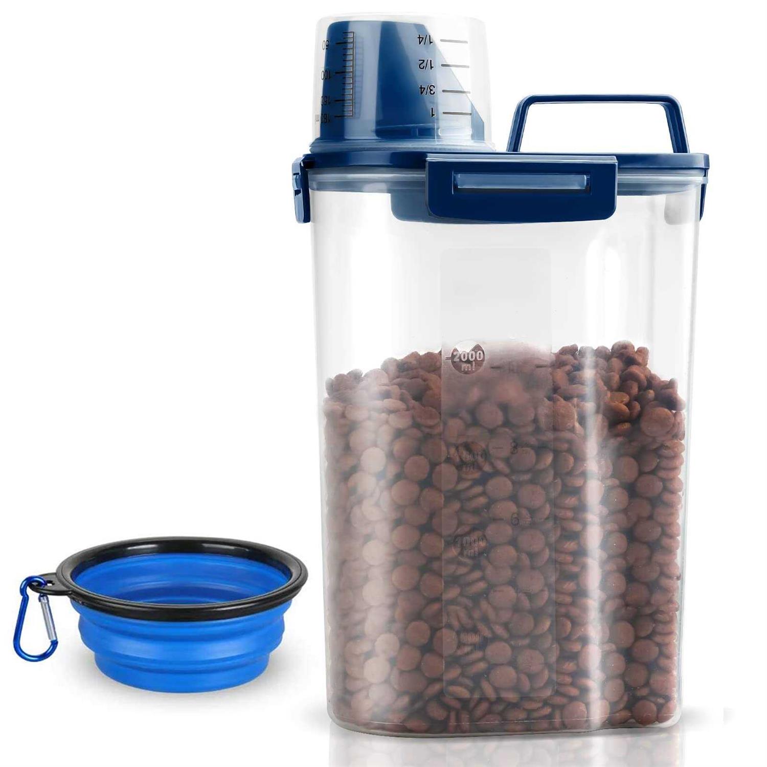 TIOVERY Upgraded Dog Food Storage Container Small, Cat Food Container Airtight, Pet Food Container Dispenser with Pour Spout, Measuring Cup and 4 - Healthber