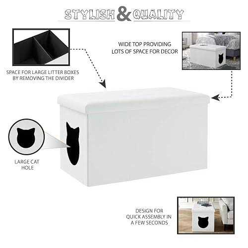 Sweet Barks Designer Cat Litter Box Enclosure Hidden Washroom Bench Ottoman - Healthber