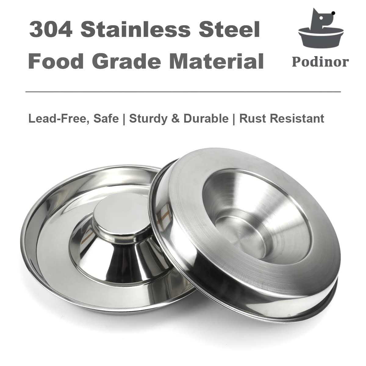 Podinor Stainless Steel Puppy Dog Bowls Pets Puppies Feeding Food and Water Weaning Bowls Dishes Feeder - Healthber