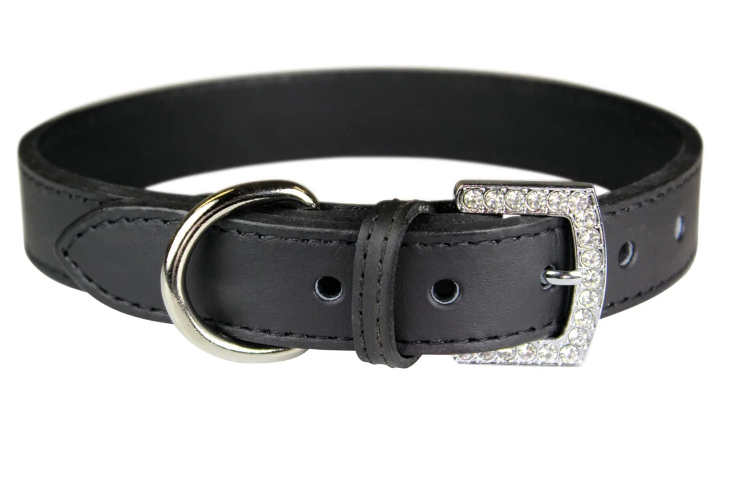 Crystal Buckle Made in USA Leather Dog Collar - Healthber