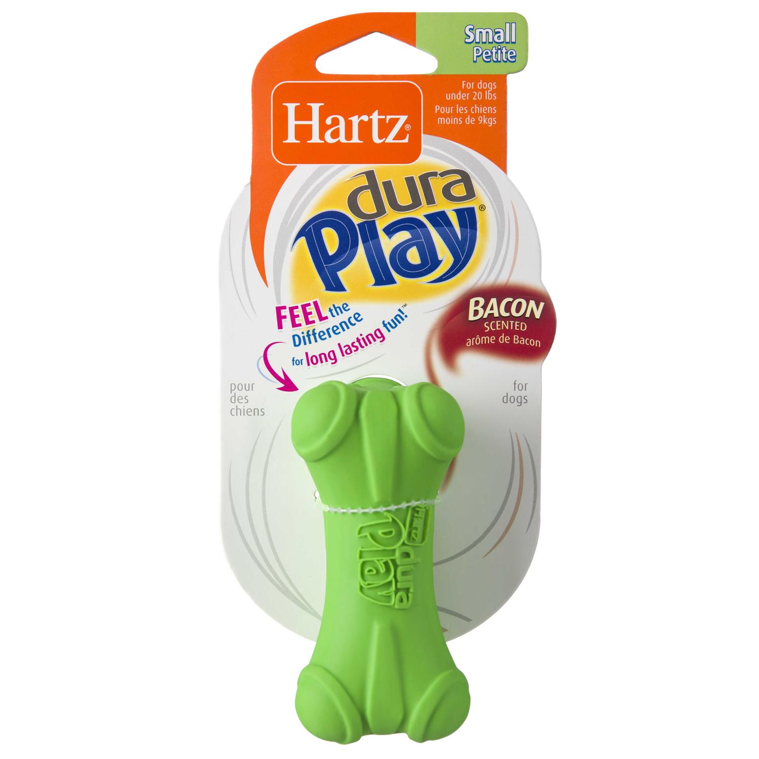 Hartz Dura Play Bone Squeaky Latex Dog Toy, Color Varies, Small - Healthber