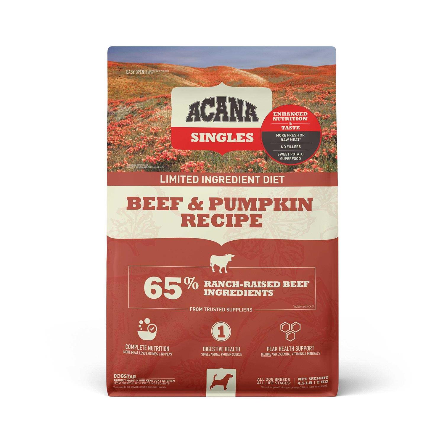 Acana Singles Beef & Pumpkin Dry Dog Food - Healthber
